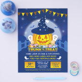 Blauer Halloween-Trunk oder Niedliche Kürbisverans Flyer (Einzeln)