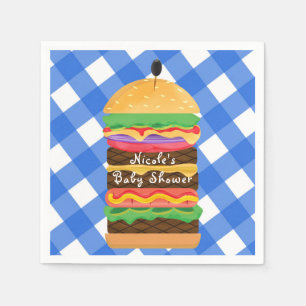 Blauer Hamburger Sommer Grillfest Barbecue BBQ Par Serviette