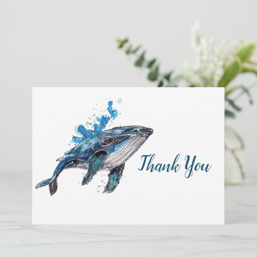 Blauer Hampenwal Dankeskarte (Stehend Vorderseite)