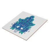 Blauer Hamsa Entwurf Fliese (Seite)