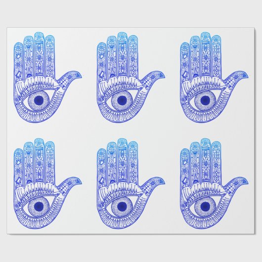 Blauer Hamsa Hand / böse Augenschutzmittel / Hand Geschenkpapier (Flach)