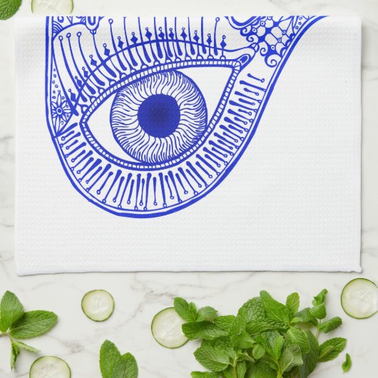 Blauer Hamsa Hand / böse Augenschutzmittel / Hand  Geschirrtuch (Gefaltet)