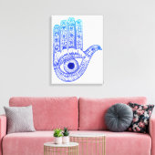 Blauer Hamsa Hand / böse Augenschutzmittel / Hand Leinwanddruck (Insitu (Wohnzimmer))