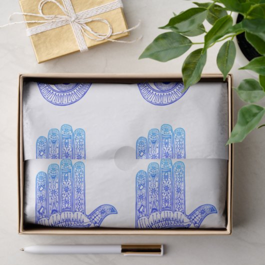 Blauer Hamsa Hand / böse Augenschutzmittel / Hand Seidenpapier (Geschenk)