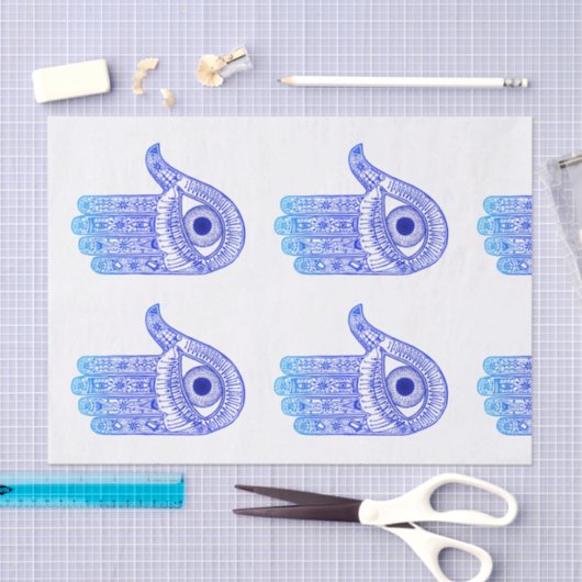 Blauer Hamsa Hand / böse Augenschutzmittel / Hand  Seidenpapier (Handwerk)