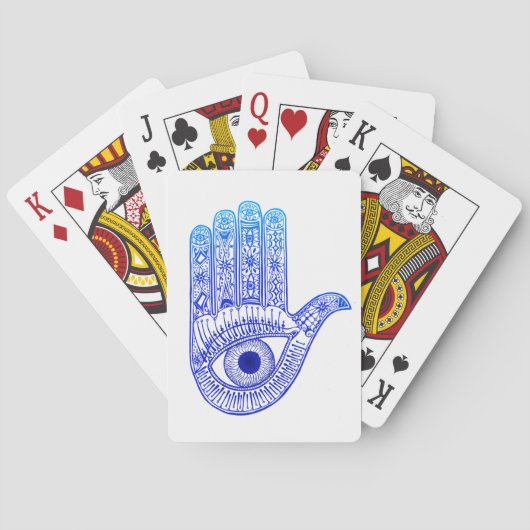 Blauer Hamsa Hand / böse Augenschutzmittel / Hand Spielkarten (Rückseite)