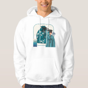 Blauer Hanbok-Mann & Florale Glückstasche Hoodie