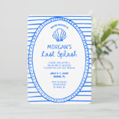 Blauer Hand gezeichnet letzte Splash Bachelorette Einladung (Stehend Vorderseite)