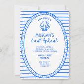 Blauer Hand gezeichnet letzte Splash Bachelorette Einladung (Vorderseite)