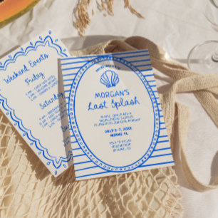 Blauer Hand gezeichnet letzte Splash Bachelorette Einladung