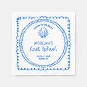 Blauer Hand gezeichnet letzte Splash Bachelorette Serviette (Vorderseite)