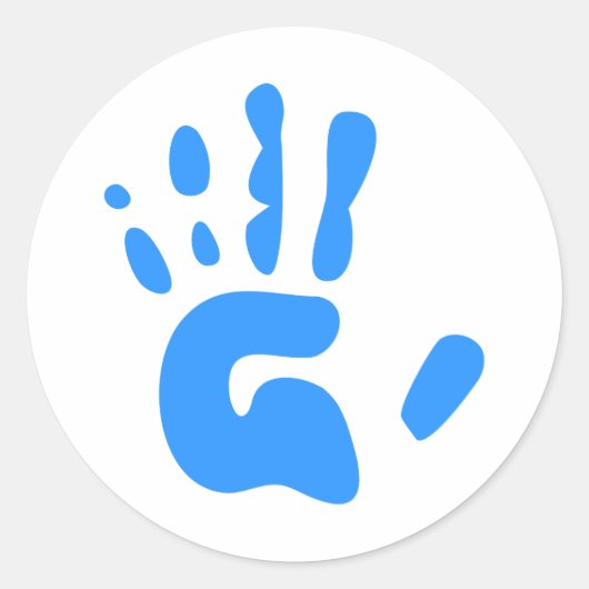 Blauer Handdruck Runder Aufkleber (Vorderseite)