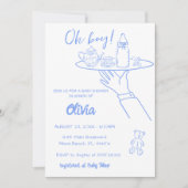 Blauer Händedruck Whimsical Baby Dusche Einladung (Vorderseite)