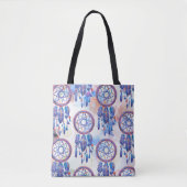 Blauer Handgemalt Wasserfarbe Moderner Boho Tasche (Vorderseite)