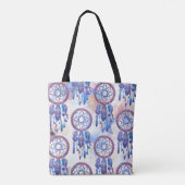Blauer Handgemalt Wasserfarbe Moderner Boho Tasche (Rückseite)
