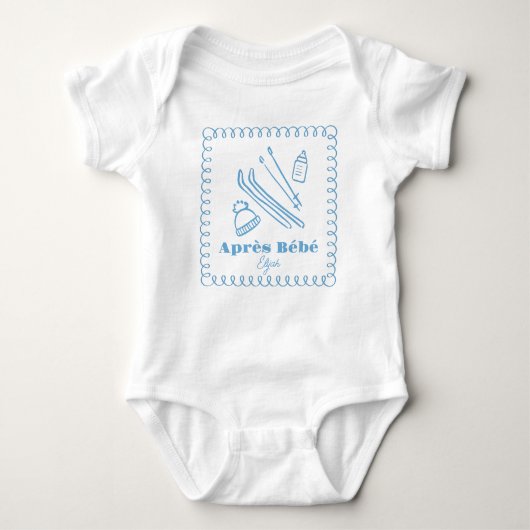 Blauer handGezeichnet Après Bébé Winter Ski Boy Baby Strampler (Vorderseite)