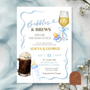 Blauer, handGezeichnet Quirky Baby Dusche Einladung