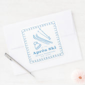 Blauer handGezeichnet Winteraprès Ski Bachelorette Quadratischer Aufkleber (Umschlag)