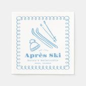 Blauer handGezeichnet Winteraprès Ski Bachelorette Serviette (Vorderseite)