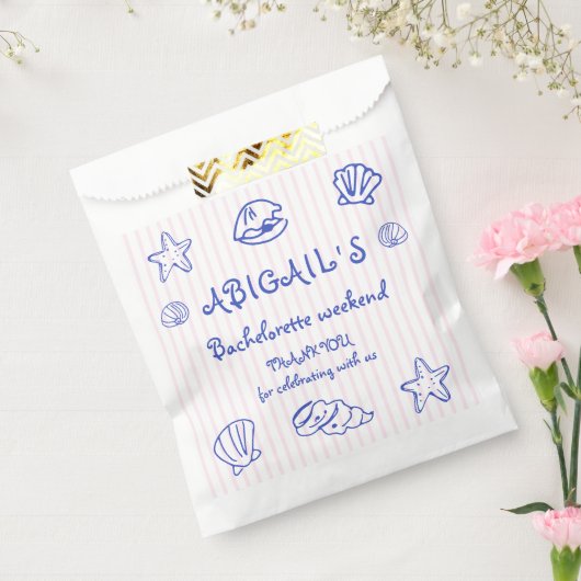 Blauer handgezeichnete Muscheln Bachelorette Geschenktütchen (Versiegelt)