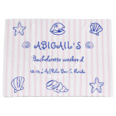 Blauer handgezeichnete Muscheln Bachelorette Große Geschenktüte (Vorderseite)