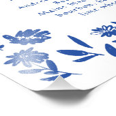 Blauer handgezeichneter Blume Unterschrift Cocktai Fotodruck (Ecke)