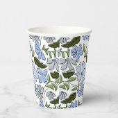 Blauer handgezeichneter Blumenblock Print Pappbecher (Rechts)