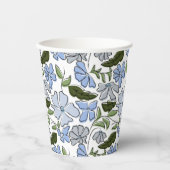 Blauer handgezeichneter Blumenblock Print Pappbecher (Vorderseite)