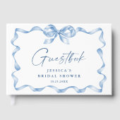 Blauer Handgezeichneter Bow Ribbon-Brautparty Gästebuch (Vorderseite)