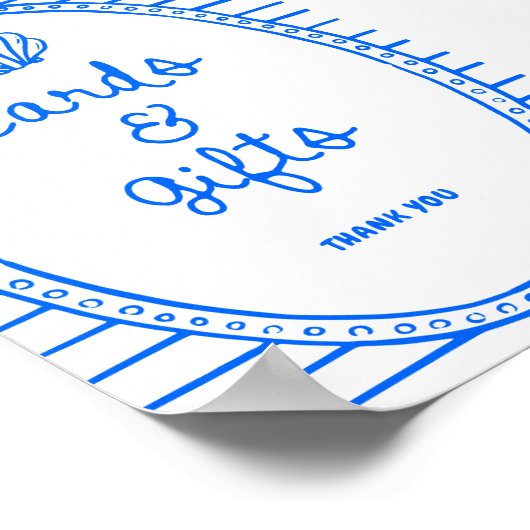 Blauer handgezeichneter Rahmen - Küstenkarten Gesc Poster (Ecke)