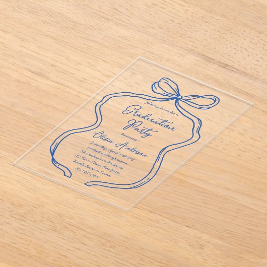 Blauer Handzeichner-Absolvent/in-Party Acryleinladungen (Ablage )