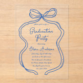 Blauer Handzeichner-Absolvent/in-Party Acryleinladungen (Vorderseite)