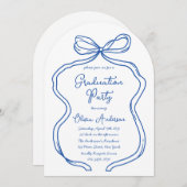 Blauer Handzeichner-Absolvent/in-Party Einladung (Vorne/Hinten)