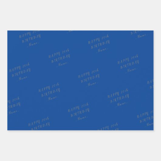 Blauer Happy Geburtstag Geschenkpapier Set (Vorderseite)