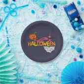 Blauer Happy Halloween Grußpapier Platte Pappteller (Party)