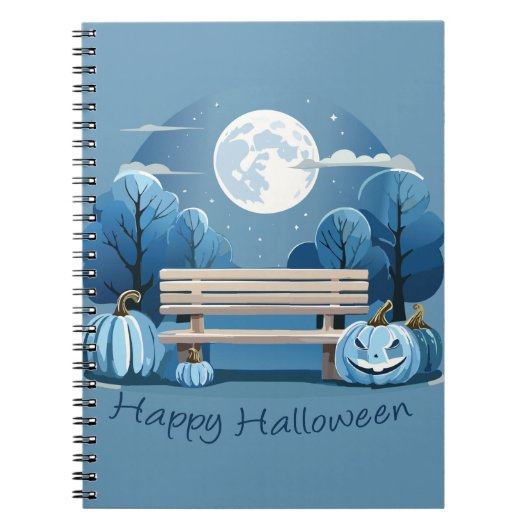 Blauer Happy Halloween Notizblock (Vorderseite)