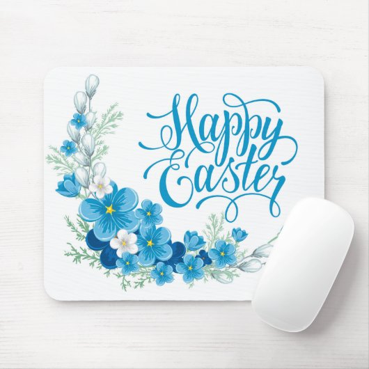 Blauer Happy Ostermaus Mousepad (Mit Mouse)