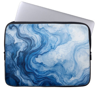 Blauer harmonischer Fluss Blau Weiße Abstraktion Laptopschutzhülle