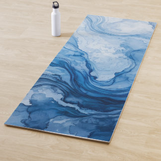 Blauer harmonischer Fluss Blau Weiße Abstraktion Yogamatte