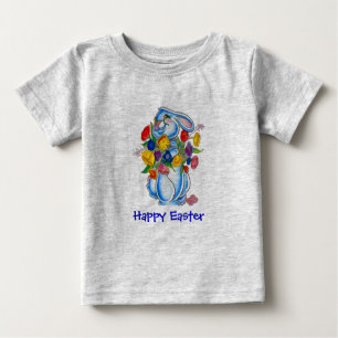 Blauer Häschen-Ostern-T - Shirt für Säuglinge u.
