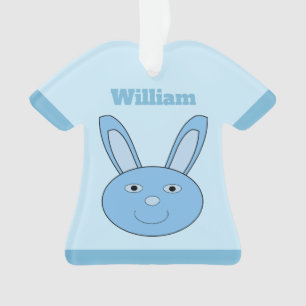 Blauer Hase Bunny Gesicht Frühling Ostern Custom Ornament