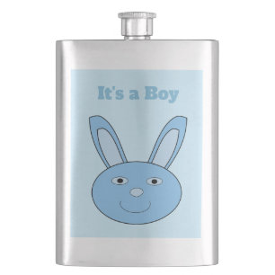Blauer Hase Bunny Gesicht Frühling Ostern Geschlec Flachmann