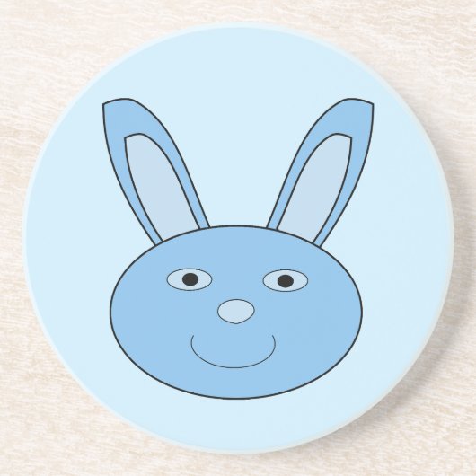Blauer Hase Bunny Gesicht Frühling Ostern Getränkeuntersetzer (Vorne)