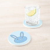 Blauer Hase Bunny Gesicht Frühling Ostern Getränkeuntersetzer (Seite)