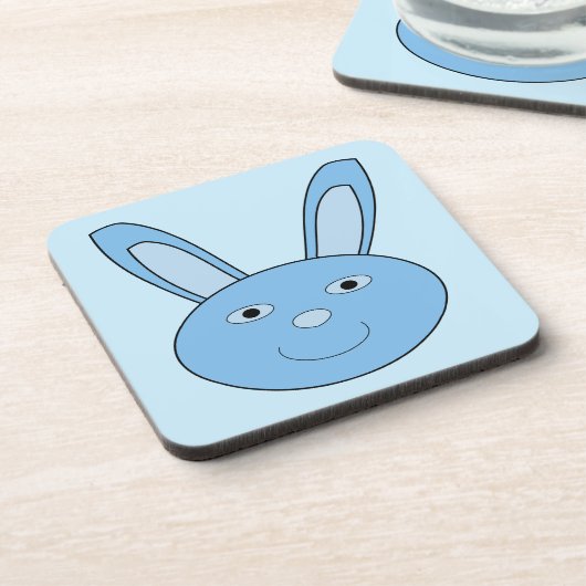 Blauer Hase Bunny Gesicht Frühling Ostern Getränkeuntersetzer (Linke Seite)