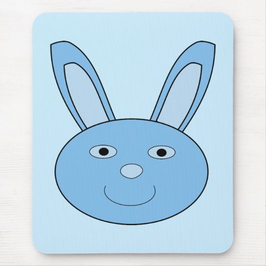 Blauer Hase Bunny Gesicht Frühling Ostern Mousepad (Vorne)
