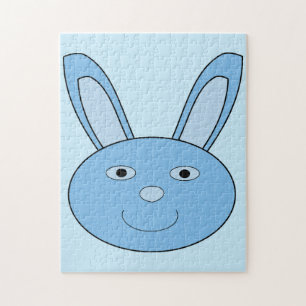 Blauer Hase Bunny Gesicht Frühling Ostern Puzzle