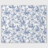 Blauer Hase Bunny Vintage Baby Shower Geschenkpapier (Flach)
