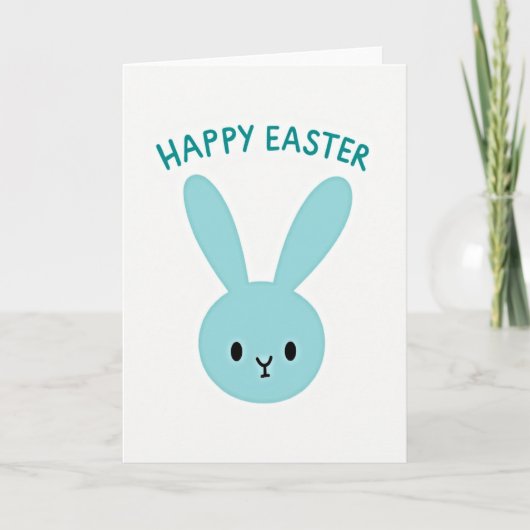 Blauer Hase Frohe Ostern Karte (Vorderseite)