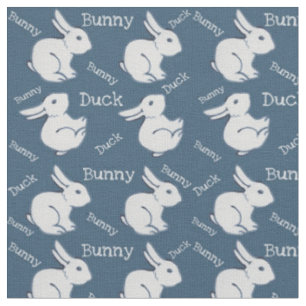 Blauer Hase Kaninchen Ente Illusion Kinderzimmer Stoff